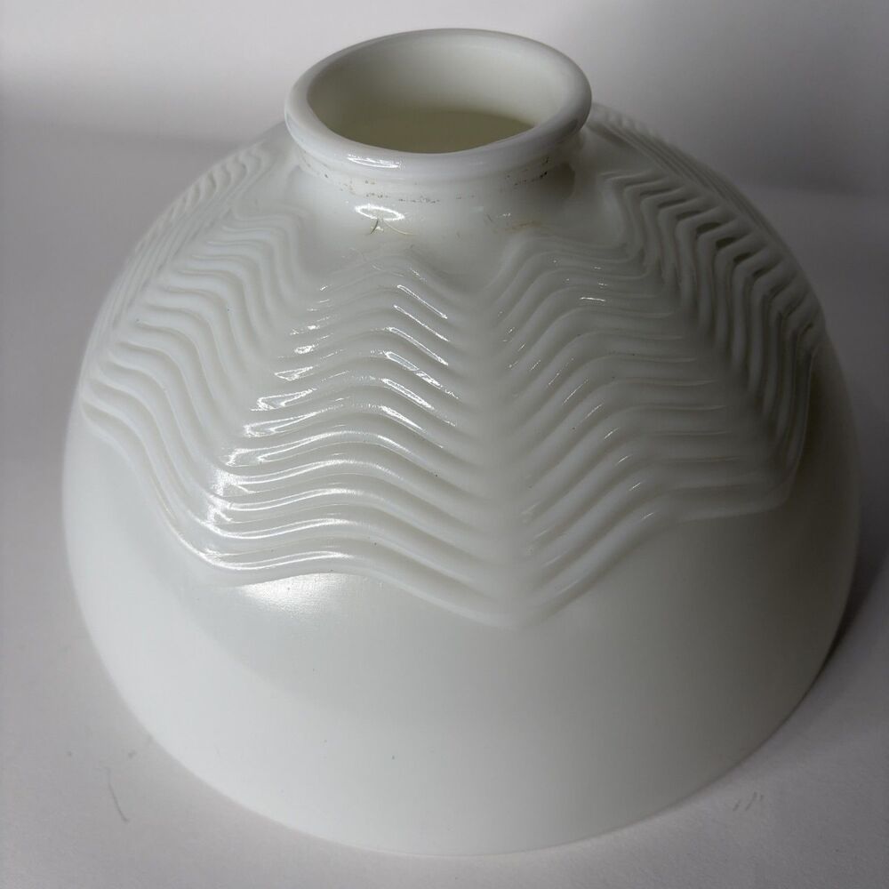 Vintage Corning Milk Glass Lamp Shade Waffle Wave Pattern Torchiere 9.75"D - Picture 2 of 9